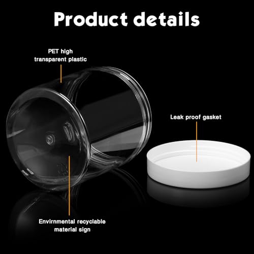 4 Pcs Plastic Jars Wide Mouth with Lids