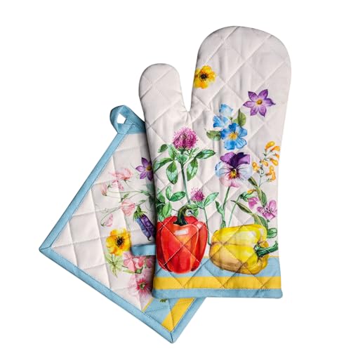 100% Cotton Oven Mitt & Pot Holder Set