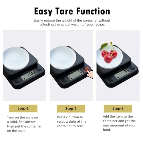 Food Scale Small Digital Kitchen Scales Weight Grams Ounces Black