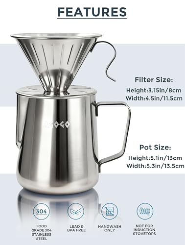 Stainless Pour Over Coffee Maker Set