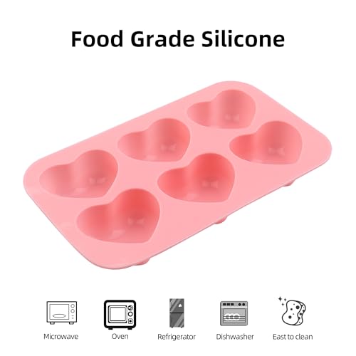Heart Silicone Molds 3pcs Valentine's Heart Chocolate Molds for Candy Ice Cube Resin Soap Jelly