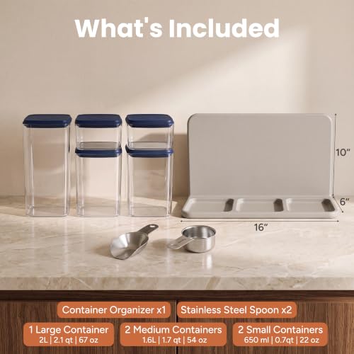 Glass Airtight Food Storage Containers with Pop Lids (5 Count)
