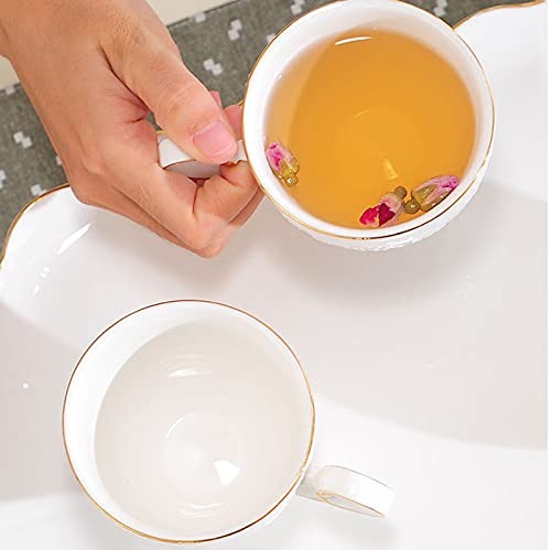 Porcelain Tea Set Tea Gift Sets with Tray Tea Cup Teapot Set Tea Pot with 6 Cups Modern Tea Set for Tea Coffee Water White
