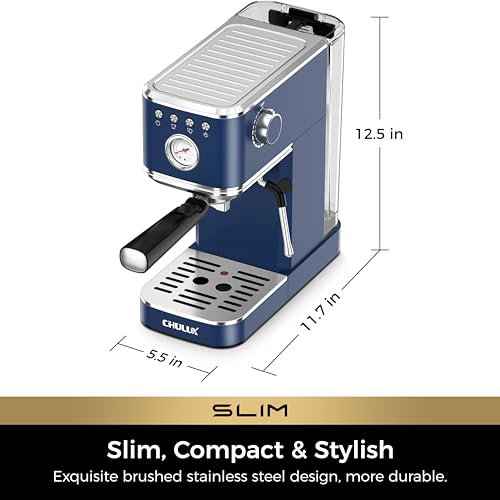 Slim Espresso Machine with Milk Frother for Home Latte