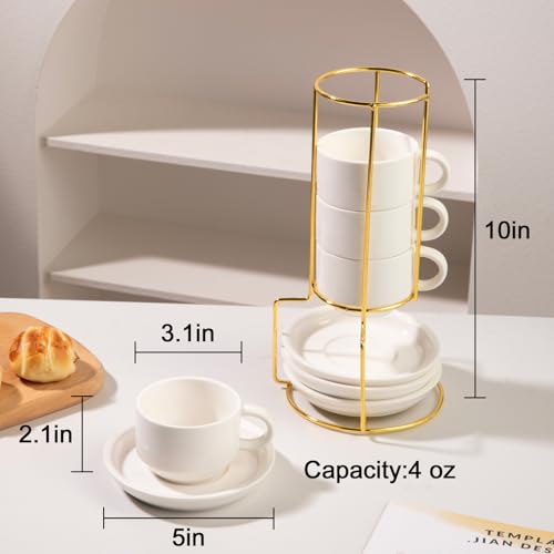 Sweejar Porcelain Espresso Cups with Saucers