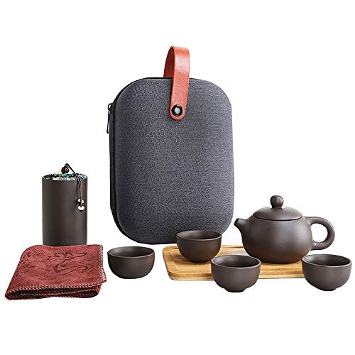 Portable Travel Kungfu Teapot Handmade Tea Set Purple Clay Teapot Ceramic Teapot Teacups
