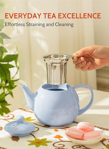 Teapot Porcelain Tea Pot with Stainless Steel Infuser