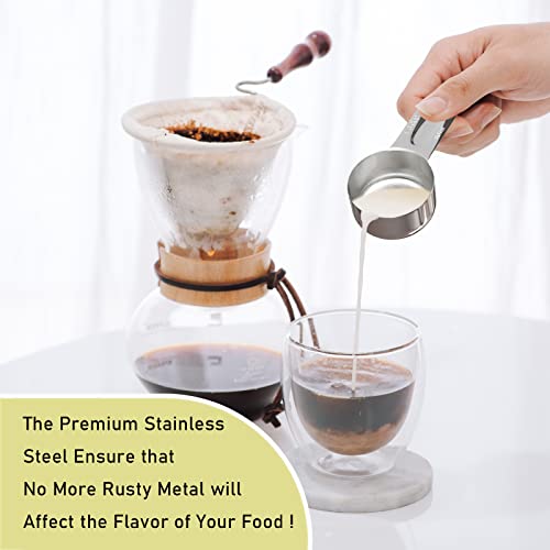 2PCS 1/3CUP(80ml, 2.7oz) Measuring Cup, 18/8 Stainless Steel Measure Scoop (2 Count)