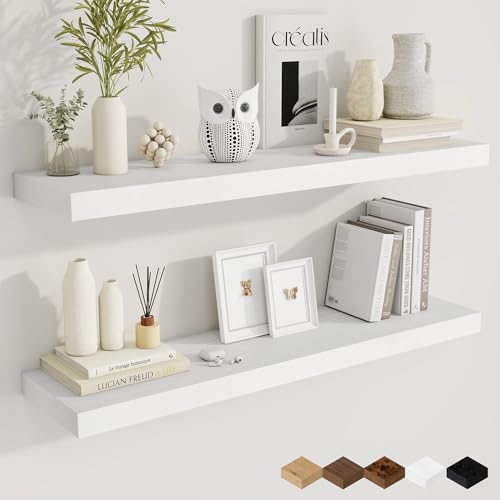 40 Inch White Floating Shelves (2 Count)