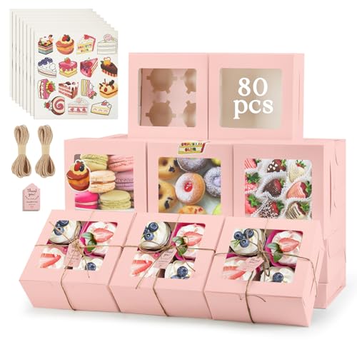 Cupcake Boxes with Window (80 Count)