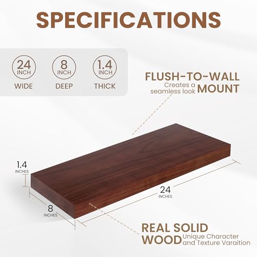Rustic Floating Shelves for Home Decor (2 Count)