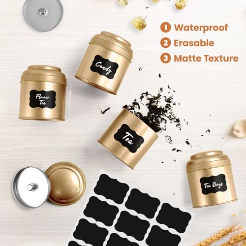 6PCS Tea Tin with Airtight Double Lids for Loose Leaf Tea Storage (6 Count)