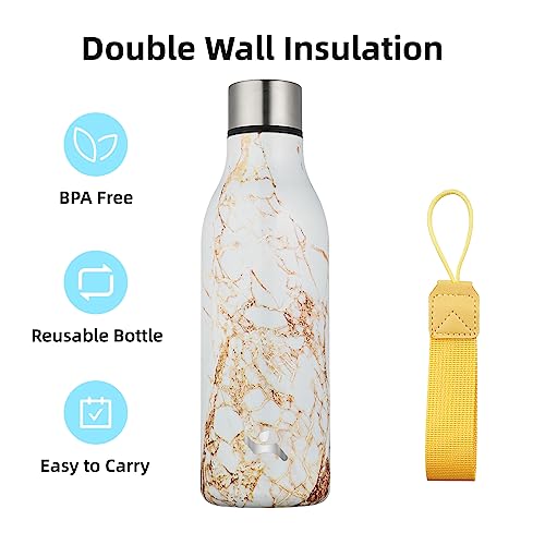 18 oz Insulated Stainless Steel Metal Water Bottle with Strap