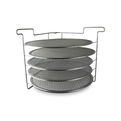 Folding Pizza Rack with five 14 Inch Pizza Screens