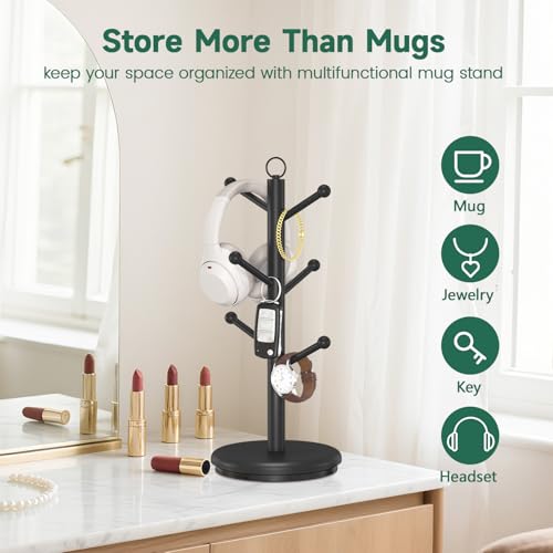 Mug Holder Tree Bamboo 360° Rotating Coffee Cup Display Rack