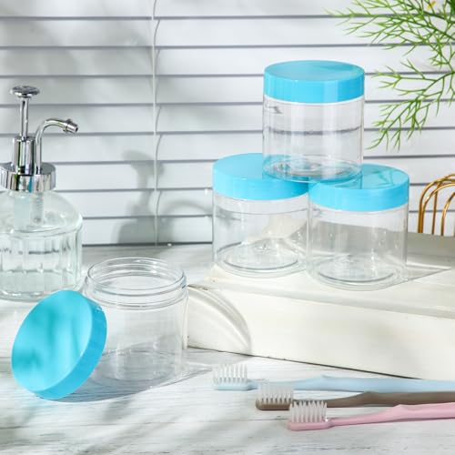 4 Pcs Plastic Jars Wide Mouth with Lids (4 Count)