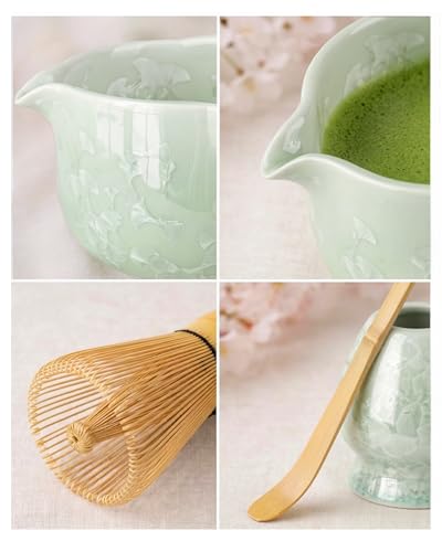 Matcha Set, 4-Piece Matcha Whisk Set with Crystal Glazed Bowl (4 Count)