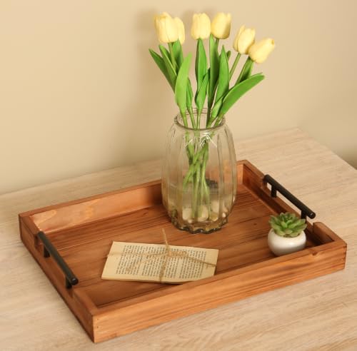 3Pcs Nested Vintage Wood Serving Tray Set