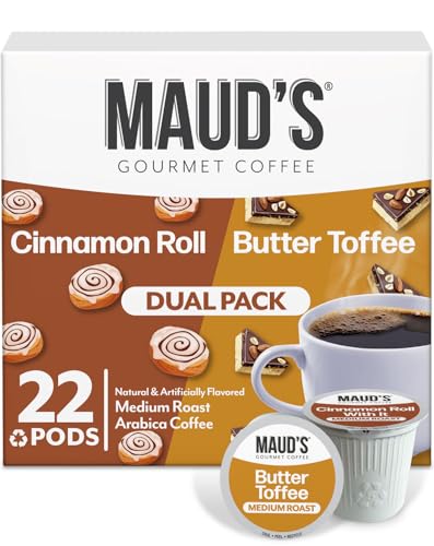 Cinnamon Roll & Butter Toffee Flavored Coffee Pods (22 Count)
