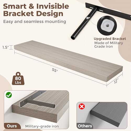 55 Inch Fireplace Mantel Shelf (2 Count)