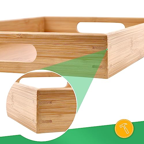 Bamboo Dinner Food Trays for Eating On Couch Party Platters for Serving Food Decorative Tray for Kitchen Counter Rectangle