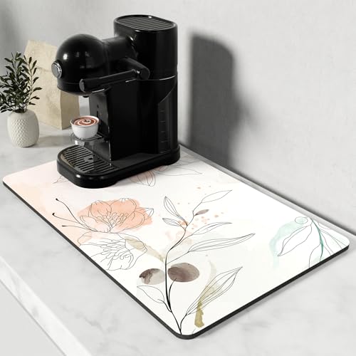 Coffee Mat 12" x 19" Cute Coffee Bar Mats for Espresso Machine Station Accessories and Organizer
