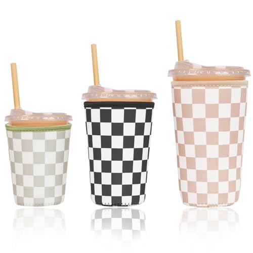 Reusable Insulated Neoprene Iced Coffee Cup Sleeve (3 Count)