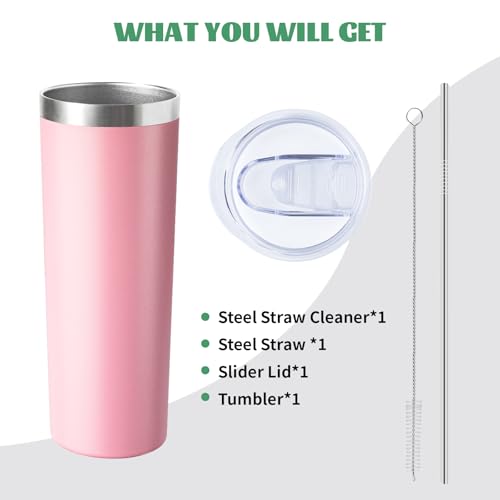 20 oz Skinny Tumbler with Lid and Straw (8 Count)