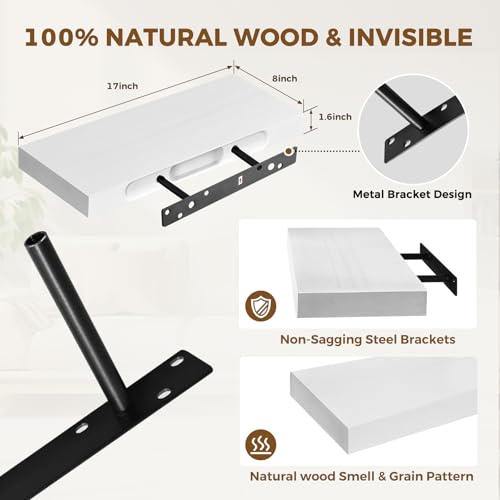 Solid Wood Floating Shelves (2 Count)