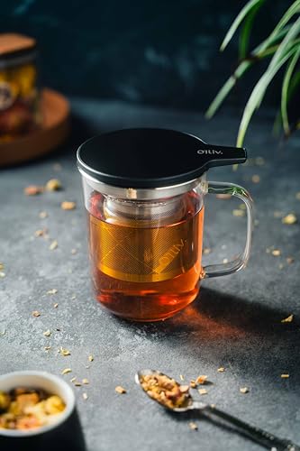Glass Tea Cup with Infuser and Lid & Stainless Steel 400ml