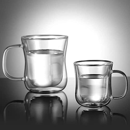 Espresso Cups 4 Oz Double Walled Glasses Coffee Mugs Set of 2 120 ml (2 Count)