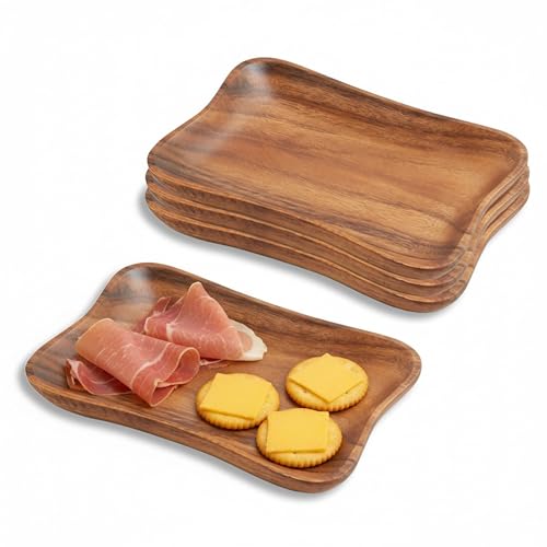 Woodard & Charles Acacia Wood Medium Pinched Trays (4 Count)