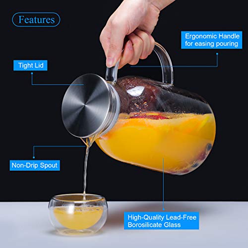 Glass Water Pitcher with Lid and Spout