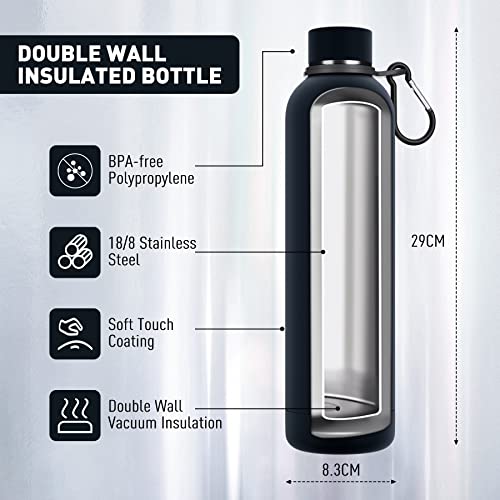 Slim Insulated Water Bottles for Travel 32oz with Clip