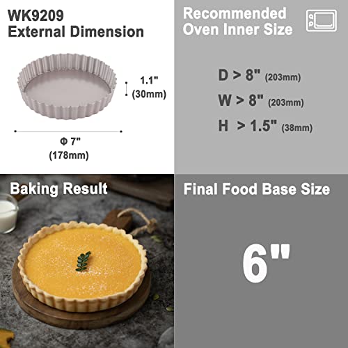 Tart Pan, 7-Inch with Removable Loose Bottom Non-Stick Round Quiche Bakeware for Oven and Instant Pot Baking (Champagne Gold)