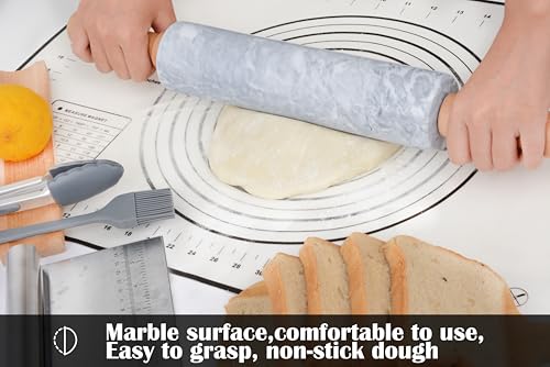 Marble Rolling Pin Set with Silicone Pastry Mat