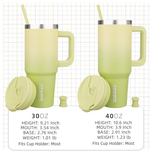 40 oz Insulated Tumbler with Handle & Straw