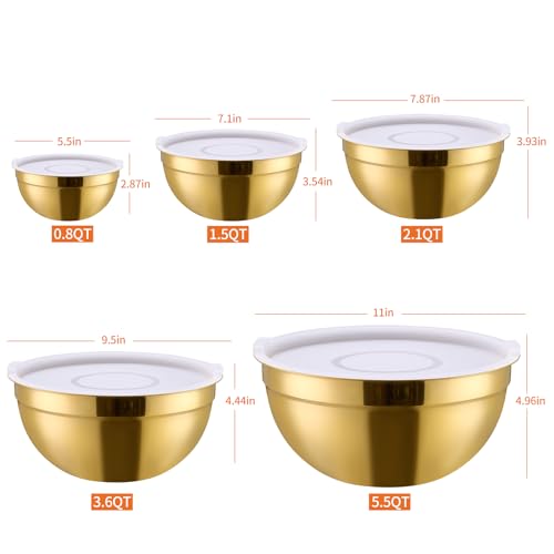 Gold Mixing Bowls With Airtight Lids