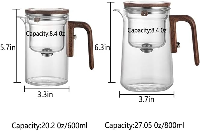 Witchcraft Magnetic Glass Teapot with Infuser - Loose Leaf Tea Pot with Detachable strainer,magical teapot,gifts for tea lovers(600ml)