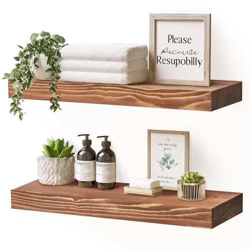 Solid Wood Floating Shelves (2 Count)