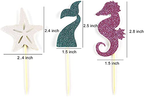 24 Pcs Mermaid Cupcake Toppers Under the Sea Party Decoration (24 Count)