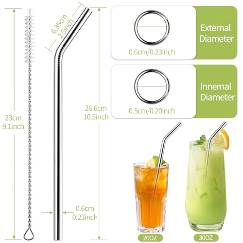 Set of 10 Stainless Steel Straws (10 Count)