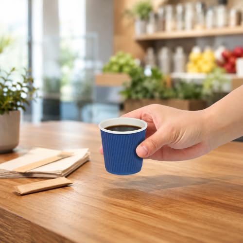 Ripple Wall Coffee Cups 500 Count 4 Ounce Insulated Midnight Blue Paper Cups