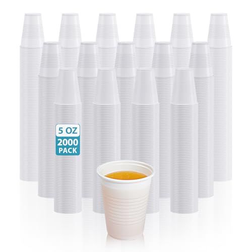 2000 Pack 5 oz White Plastic Cups (2000 Count)