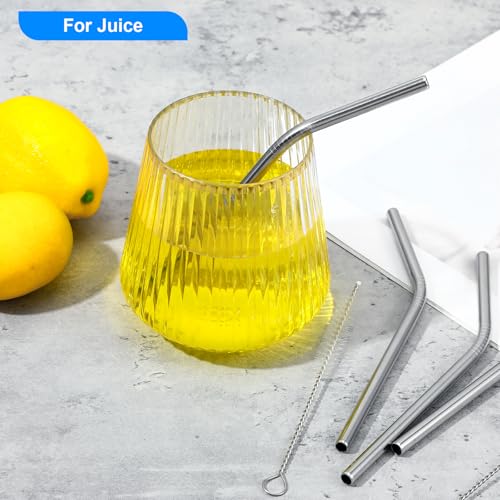 8 Pack 6 Inch Short Bent Metal Cocktails Straws (10 Count)