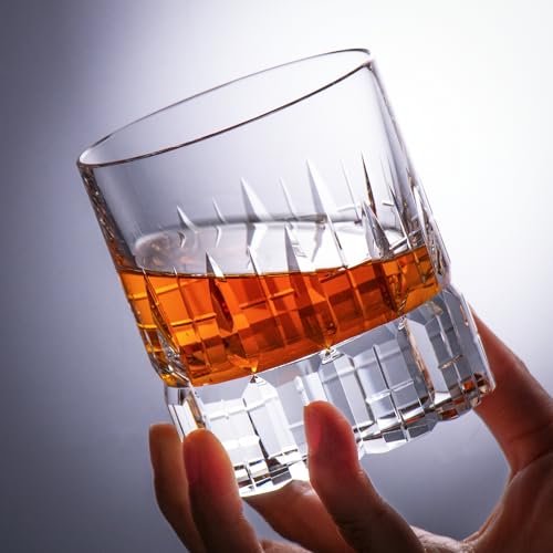 Crystal Whiskey Glasses Set of 2 Hand Blown Old Fashioned Glasses (2 Count)