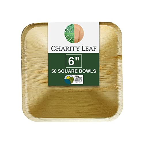 Disposable Bamboo 6" Square Bowl (50 Count)