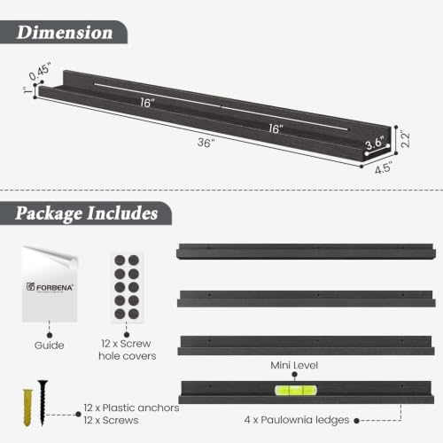 Black Picture Ledge Shelf 4 (4 Count)