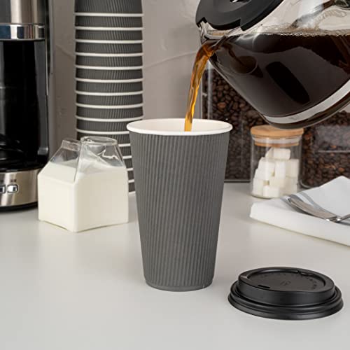 Ripple Wall Coffee Cups 25 Count 16 Ounce Insulated Gray Paper Cups