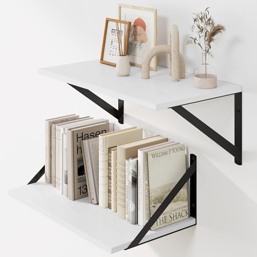 White Deep Floating Shelves for Wall (2 Count)